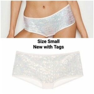 Victoria's Secret Dream Angels White Sequin Shortie Sexy Boyshort Lace Small NEW